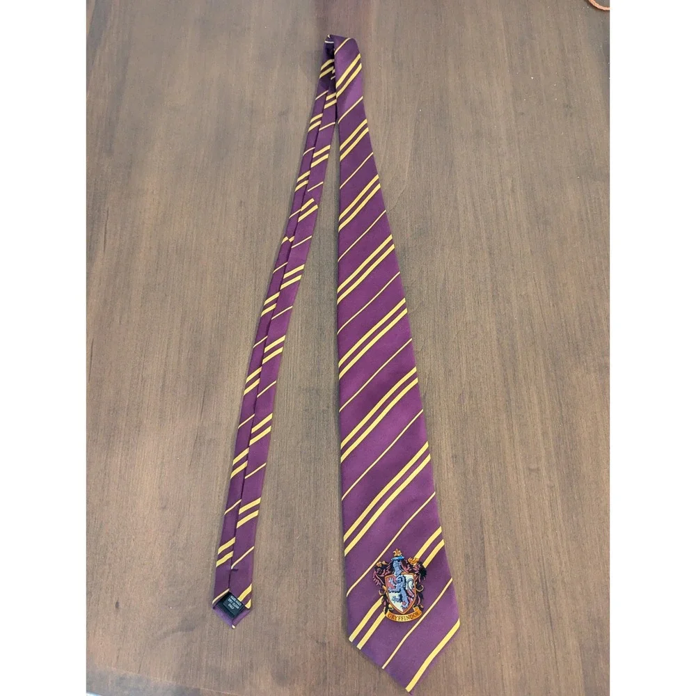 Harry Potter Gryffindor Necktie Burgundy Gold Striped House Crest Men's Tie